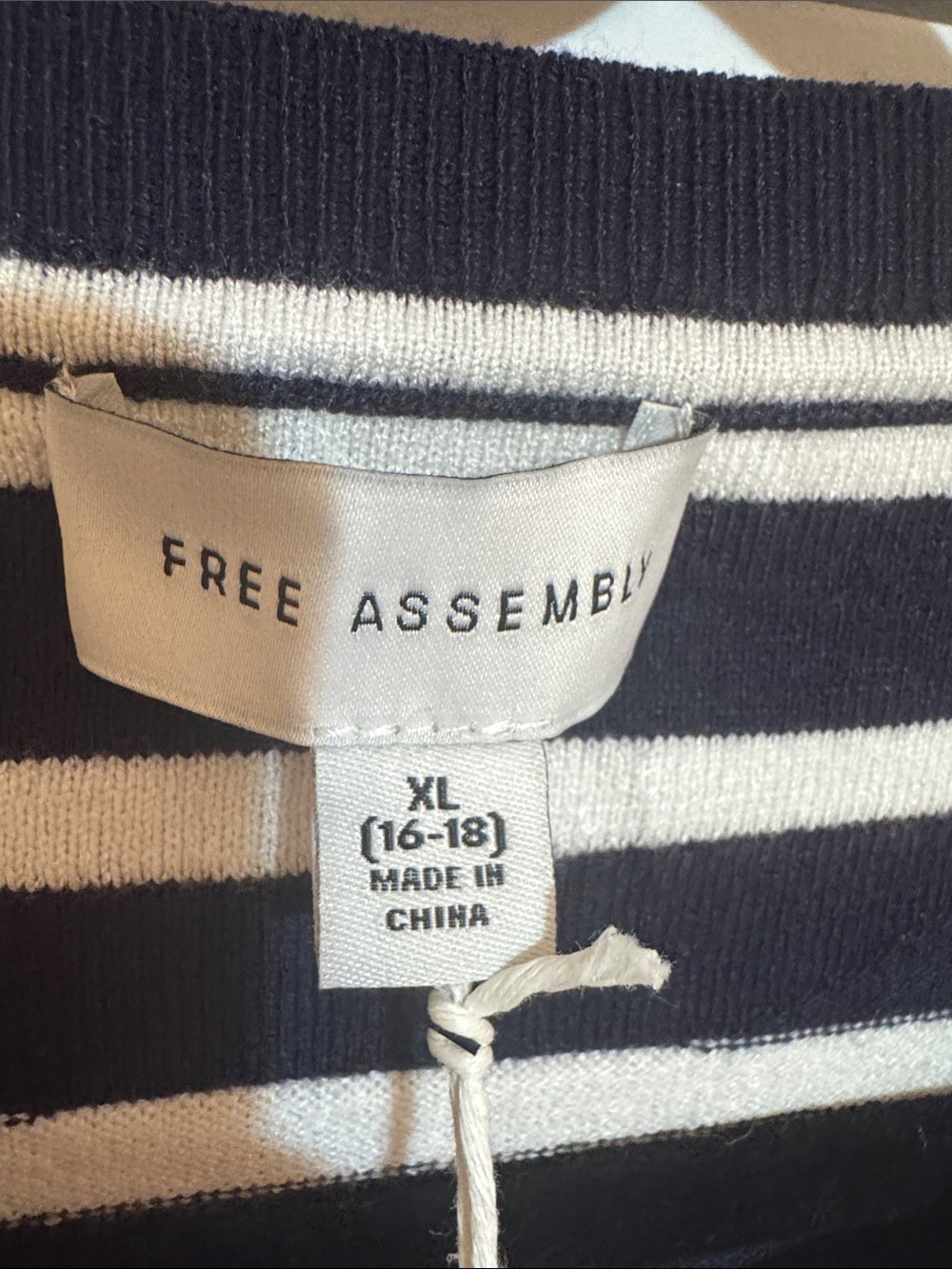 Navy and White Striped Long-Sleeve Crewneck Sweater - Picture 3 of 4